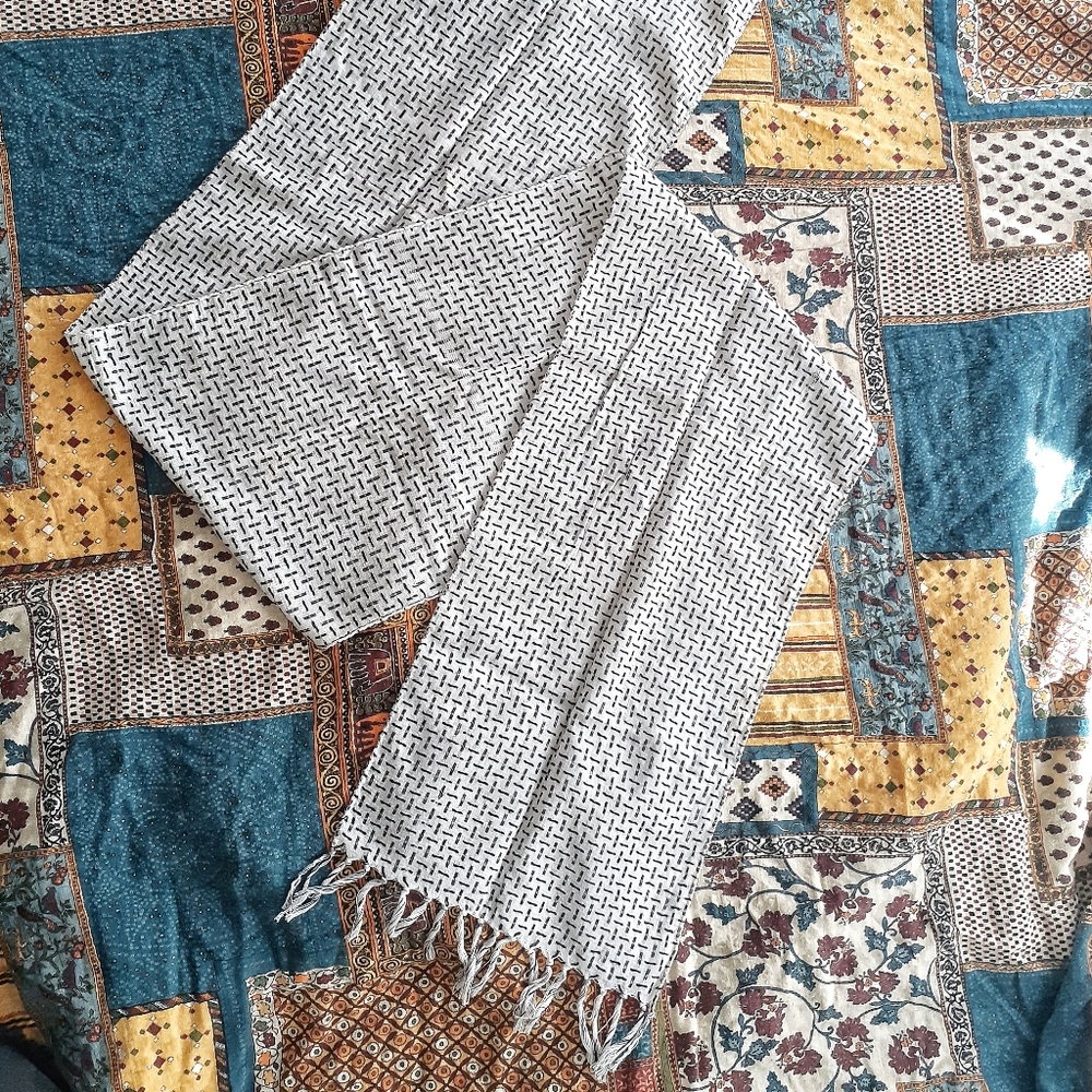 Vintage Glentex woven cotton fringe scarf - Picture 3 of 10